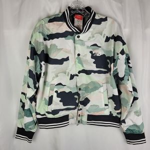 New Balance Camouflage Essential Stadium Snap Button Bomber Jacket Size Medium